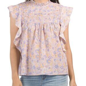 Josepha Floral Ruffle Purple and Yellow Blouse